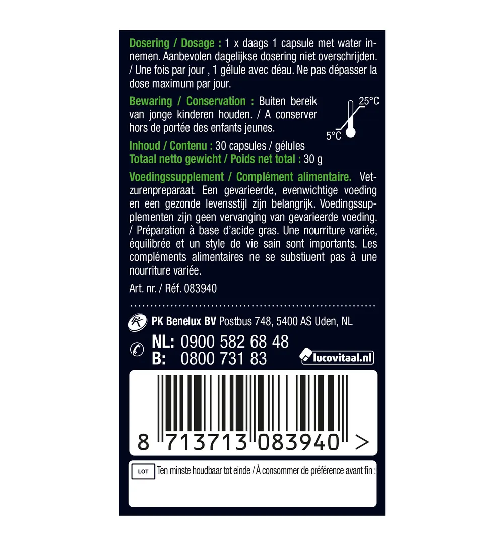 Lucovitaal Omega 3 375mg EPA & DHA Vegan (30 capsules) - image 5