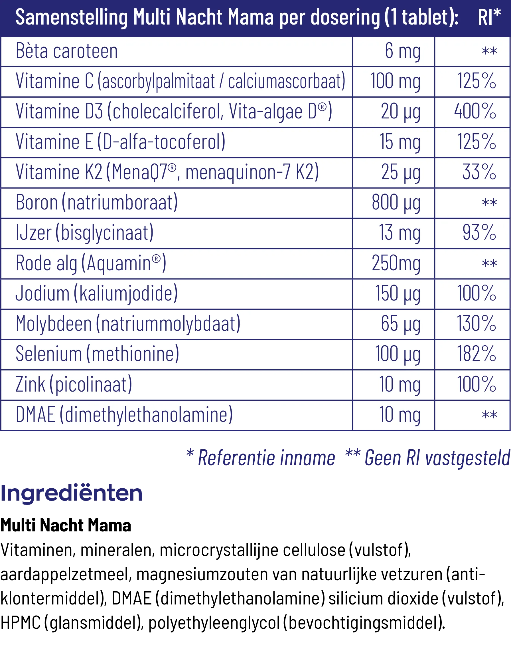 Vitakruid Multi Nacht Mama 100% Vegan (90 tabletten) - image 3