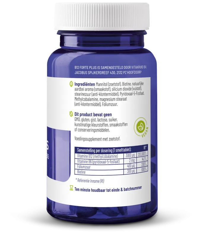 Vitakruid B12 Forte Plus® 3.000 met P-5-P Vitamine (60 tabletten) - image 2