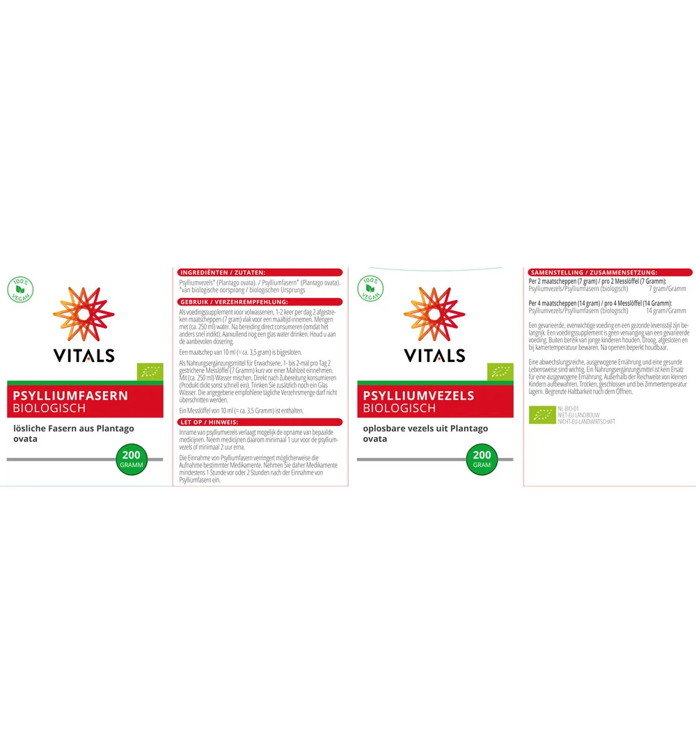 Vitals Psylliumvezels Bio (200 gr) - image 3