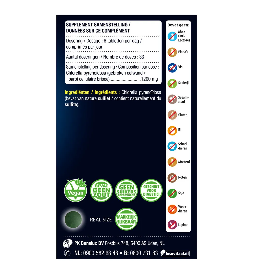 Lucovitaal Chlorella 100% Puur (200 tabletten) - image 3