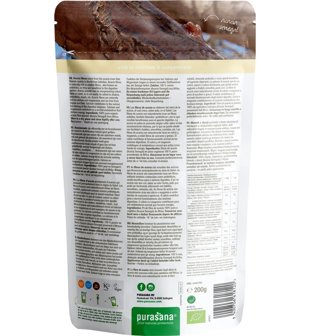Purasana Acacia Fiber - Vegan Bio (200 gr)