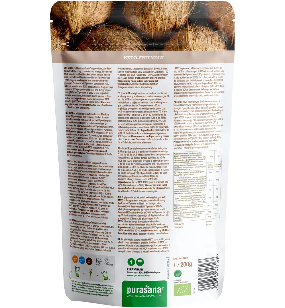 Purasana Mct Olie Poeder - Vegan Bio (200 gr)