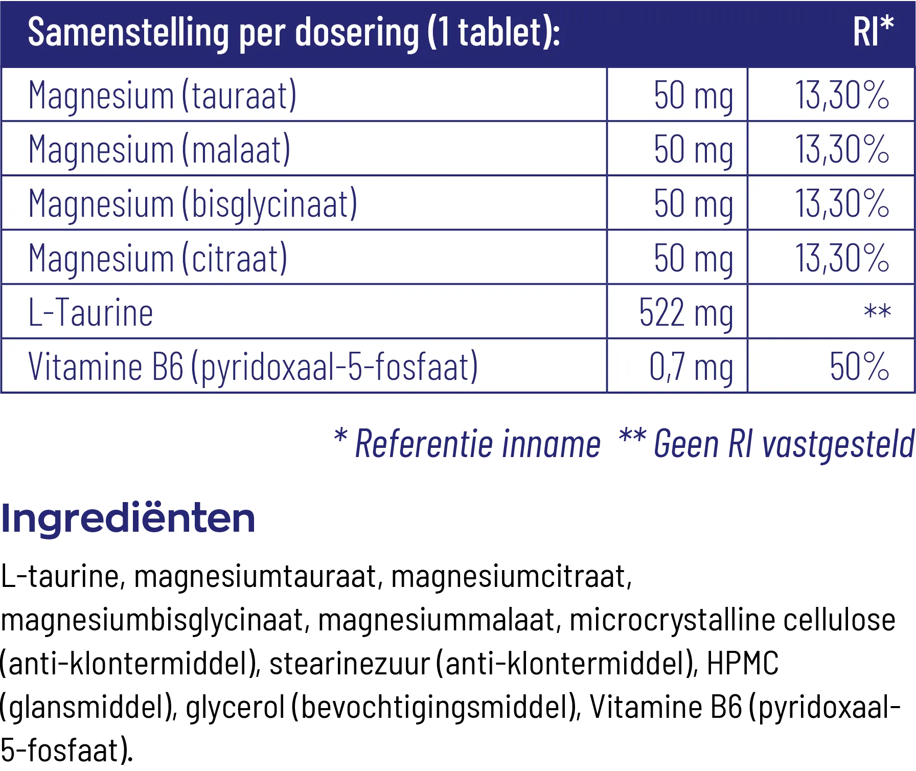 Vitakruid Magnesium 200 Complex Tauraat Malaat Bisglycinaat (180 tabletten) - image 3