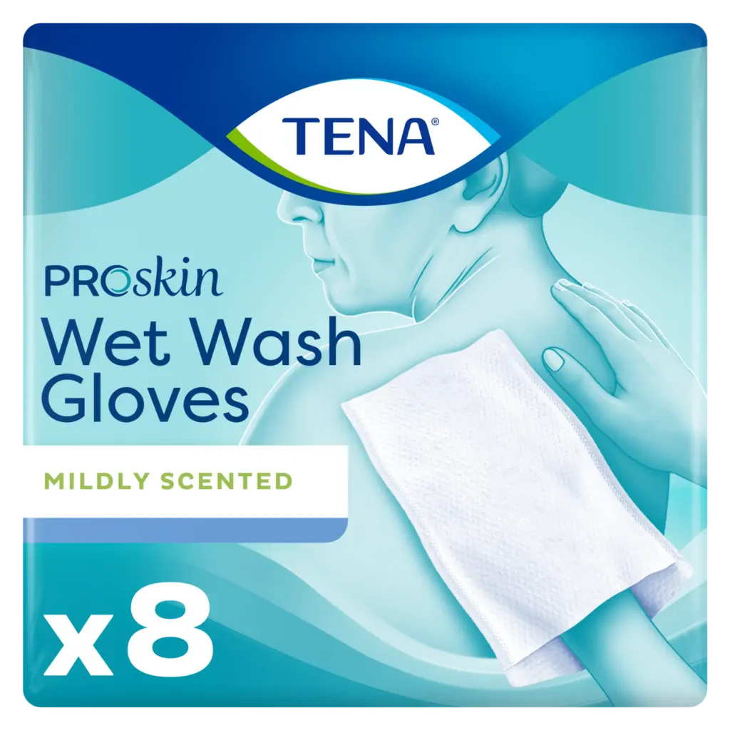 Tena Wet Wash Glove Mildly Scented 8 (8 stuks)