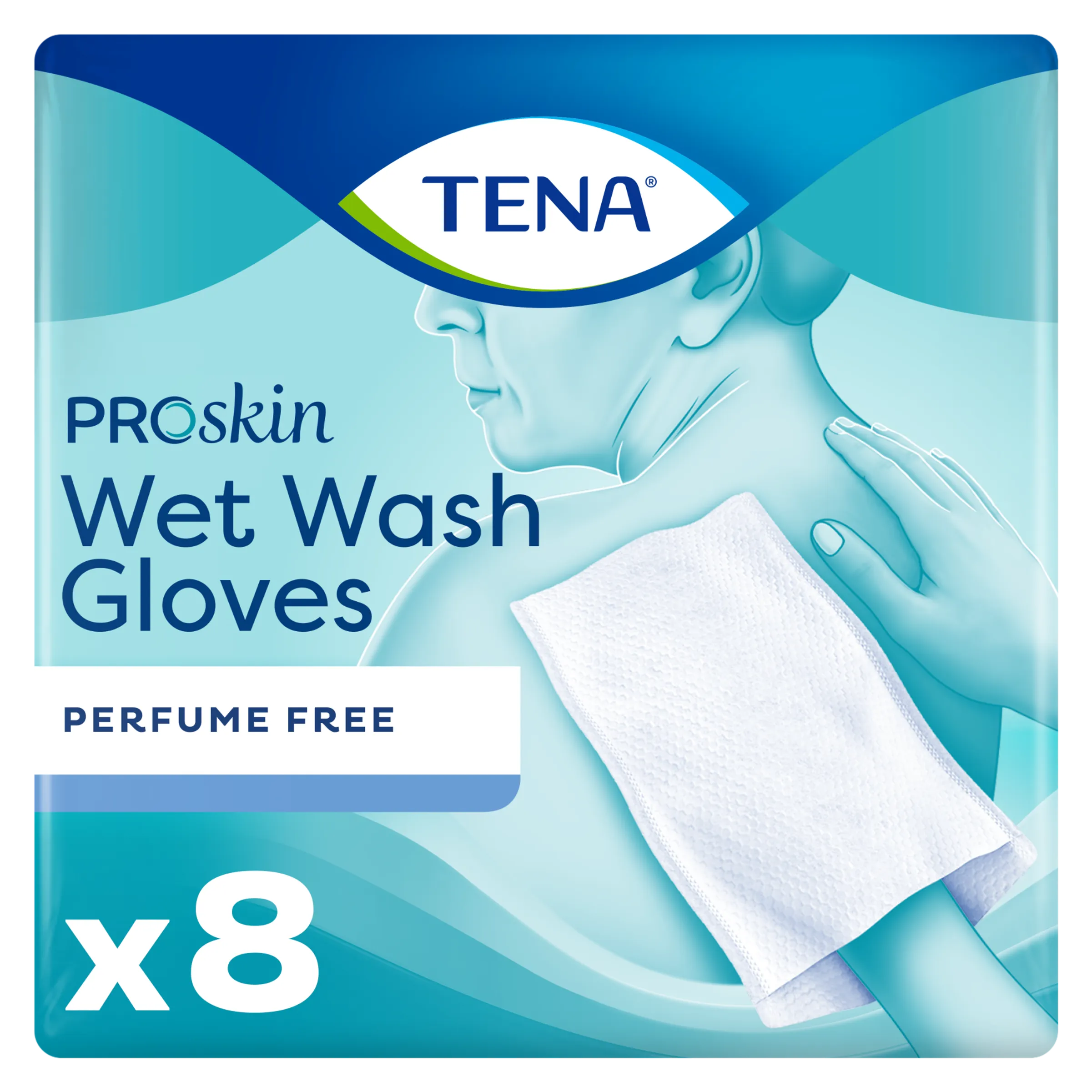 Tena Wet Wash Glove No Perfume 8 (8 stuks)