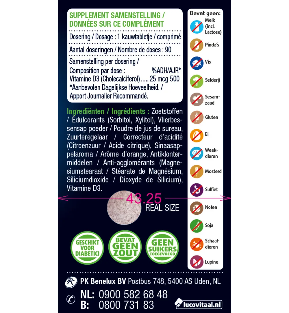 Lucovitaal D3 25mcg (90 kauwtabletten)