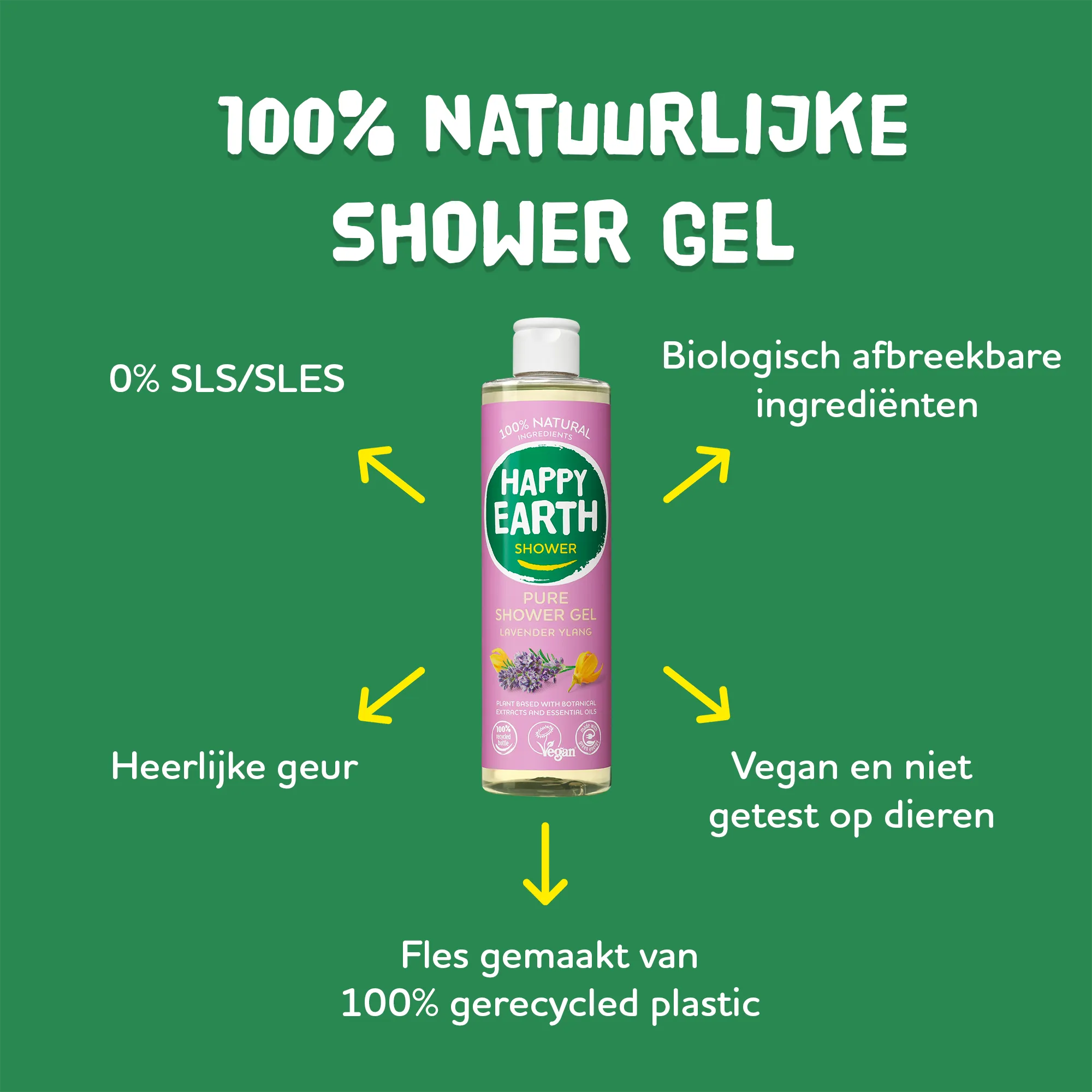 Happy Earth Pure showergel lavender ylang (300 ml) - image 2