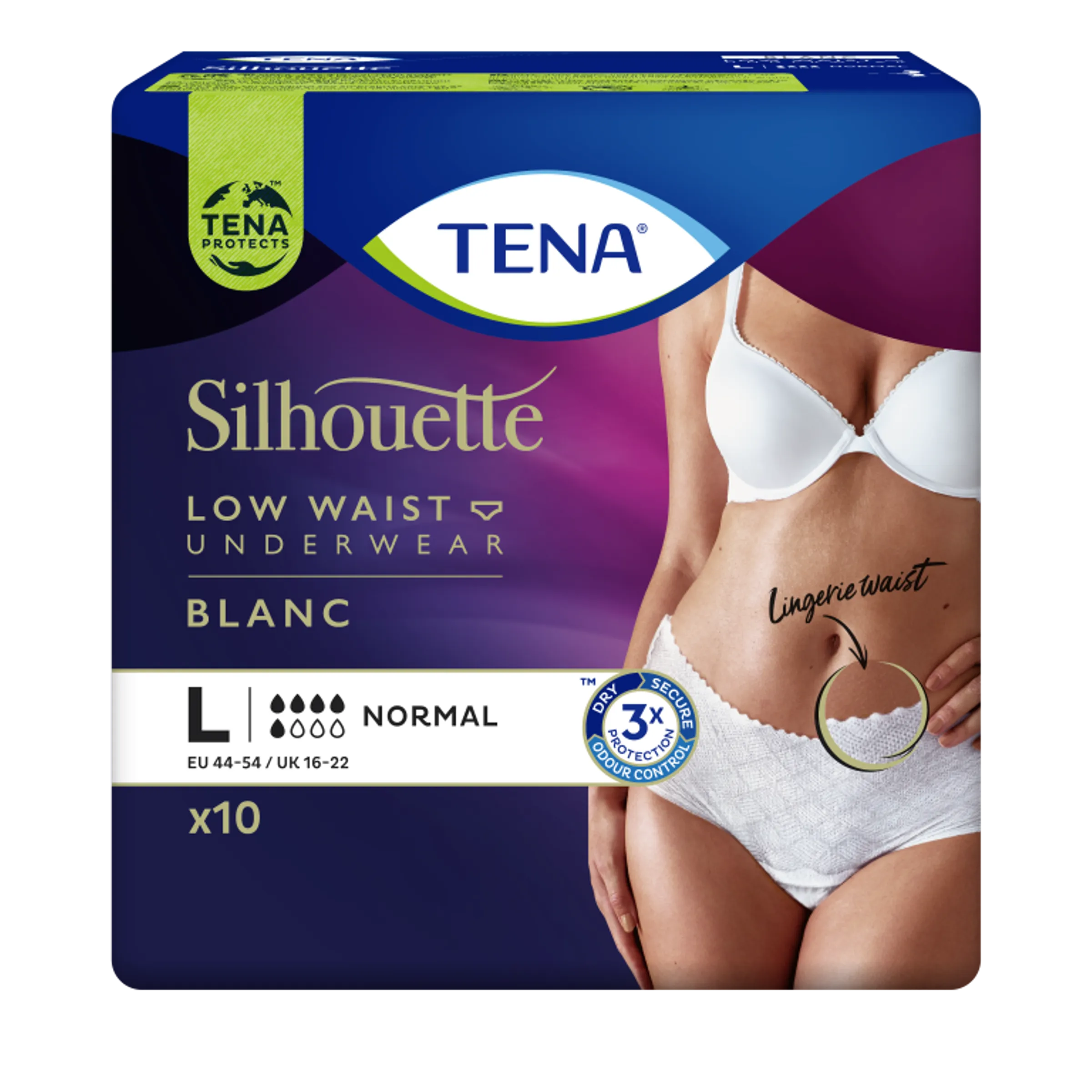 Tena Silhouette Plus Blanc - Lage Taille L (10 stuks)
