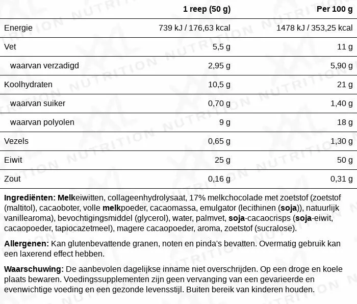XXL Nutrition High Proteine Bar Chocolade (50 gr)