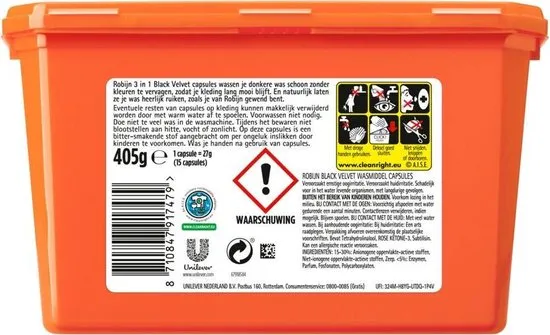 Robijn Wasmiddel 3in1 Capsule Black Velvet (15 stuks)