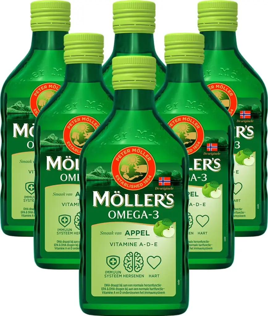 6x Mollers Omega-3 Levertraan Appel (250 ml)