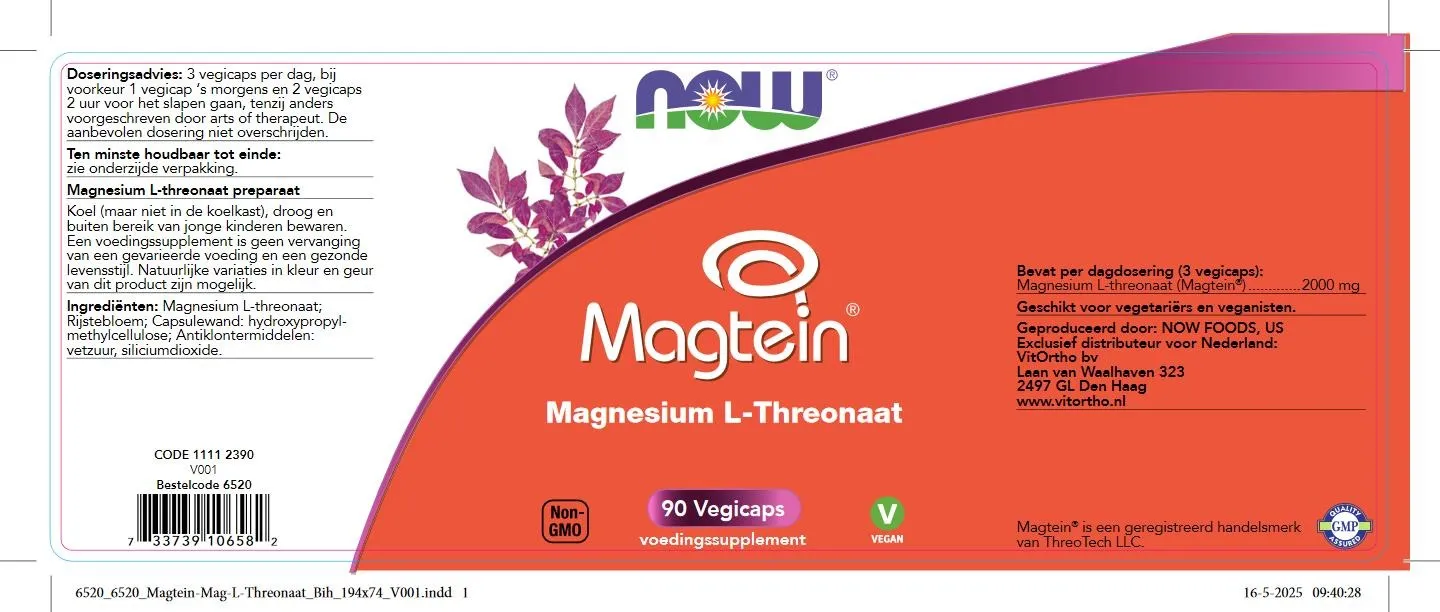NOW Magtein Magnesium L-Threonaat (90 vega capsules)