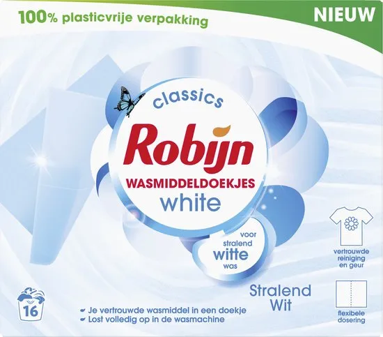 Robijn Wasmiddeldoekjes Wit (16 stuks)
