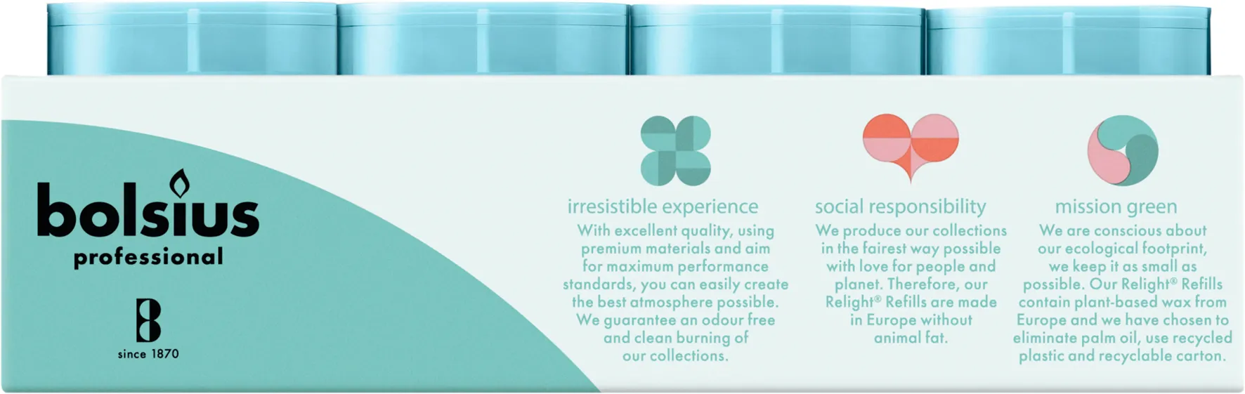 Bolsius Horeca Relight® Navullingen 64/52 Blauw (20 stuks) - image 2