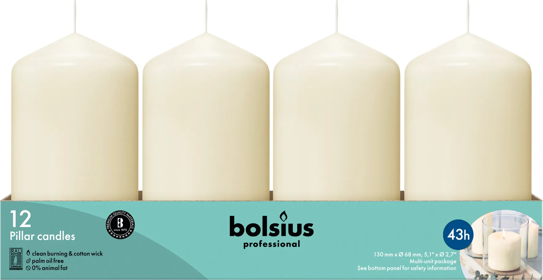 Bolsius Horeca Stompkaarsen 13/7 Ivoor (12 stuks) - image 2