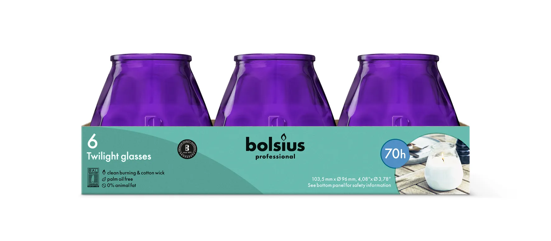 Bolsius Horeca Twilight 104/99 Paars (6 stuks)