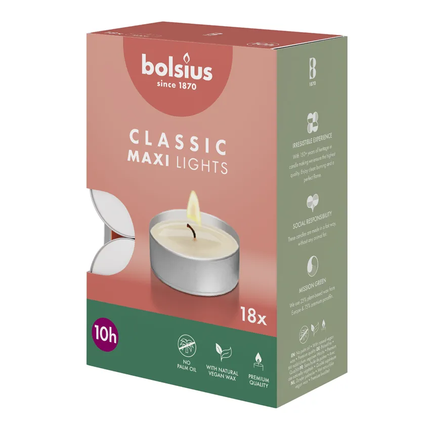 Bolsius Maxi-Lichten 10U Wit (18 stuks)