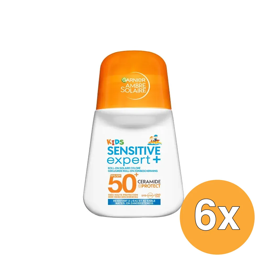 6x Garnier Ambre Solaire Sensitive Expert Kids Gekleurde Roller Spf50+ (6 x 50 ml)