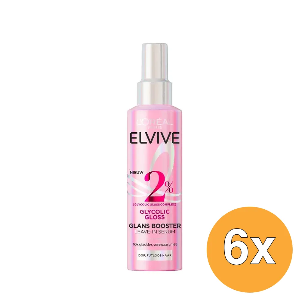 6x L'Oréal Paris Elvive Glycolic Gloss Leave In Serum (6 x 150 ml)