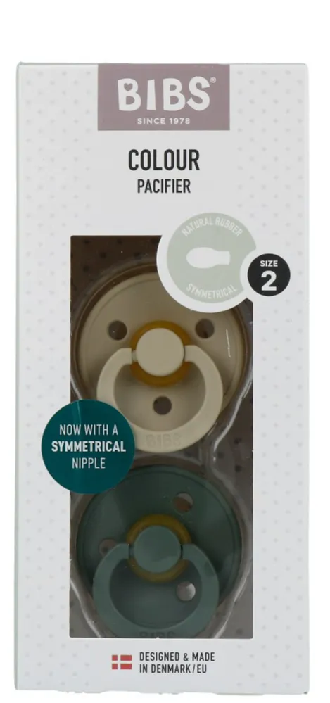 Bibs Fopspeen 6-18 Maanden Symmetrical Vanilla/pine (2 stuks)