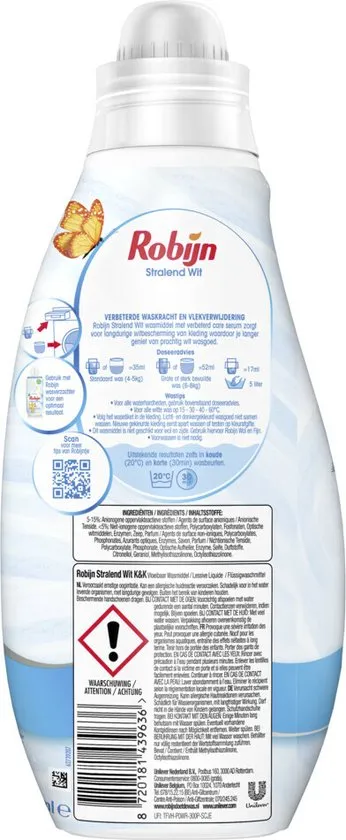 Robijn Wasmiddel Klein & Krachtig Stralend Wit (665 ml)