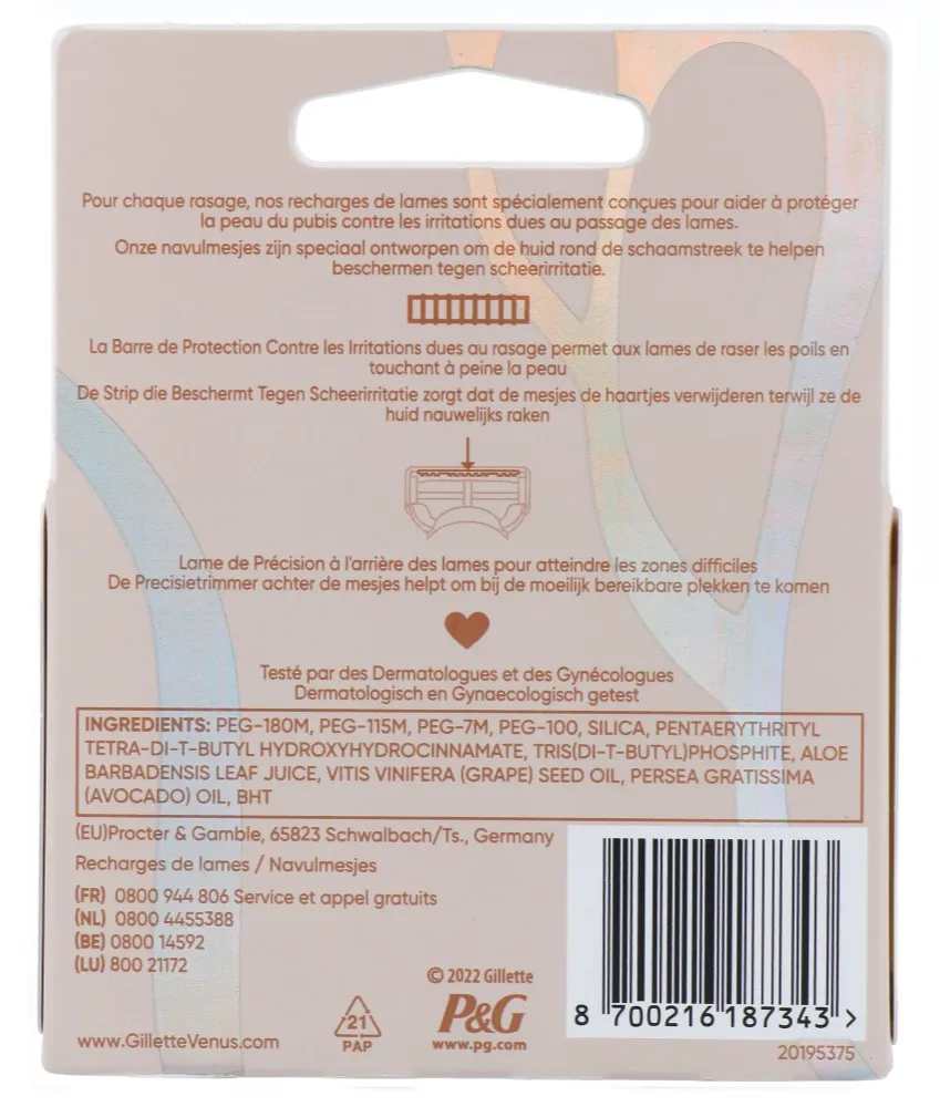 Gillette Venus Satin Care Huid & Schaamhaar Navulmesjes (4 stuks)