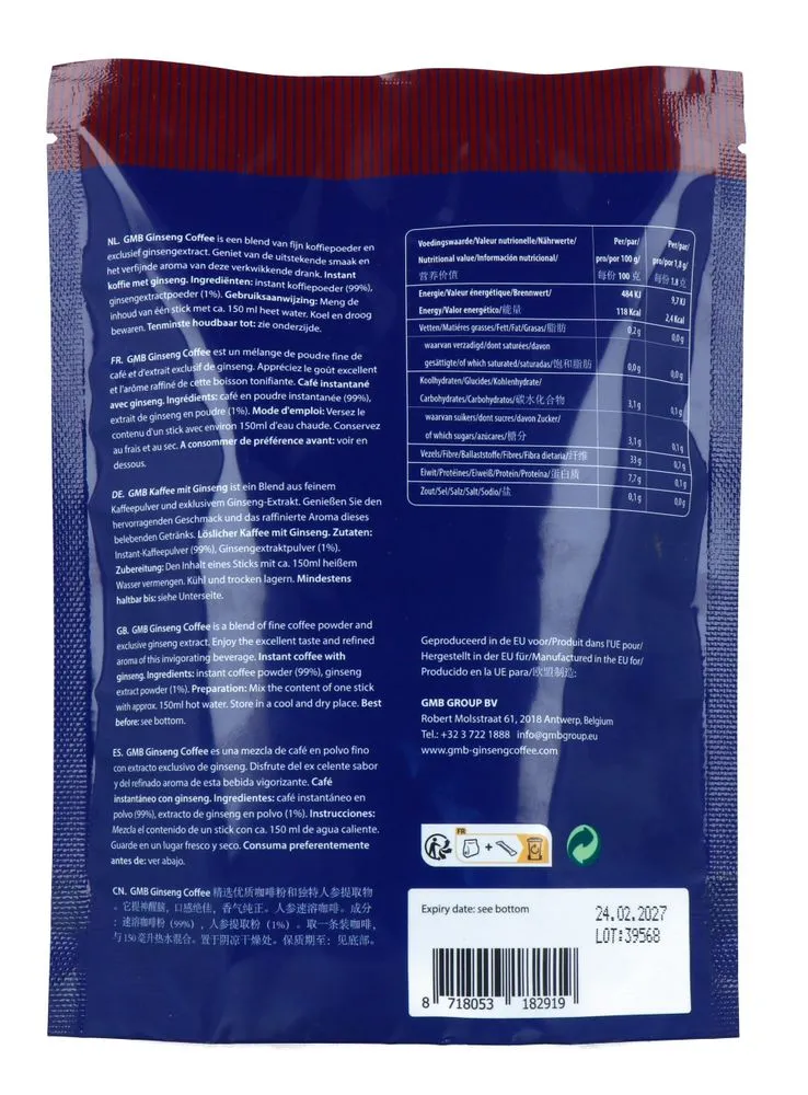 Gmb Ginseng Coffee Zwart (20 stuks)