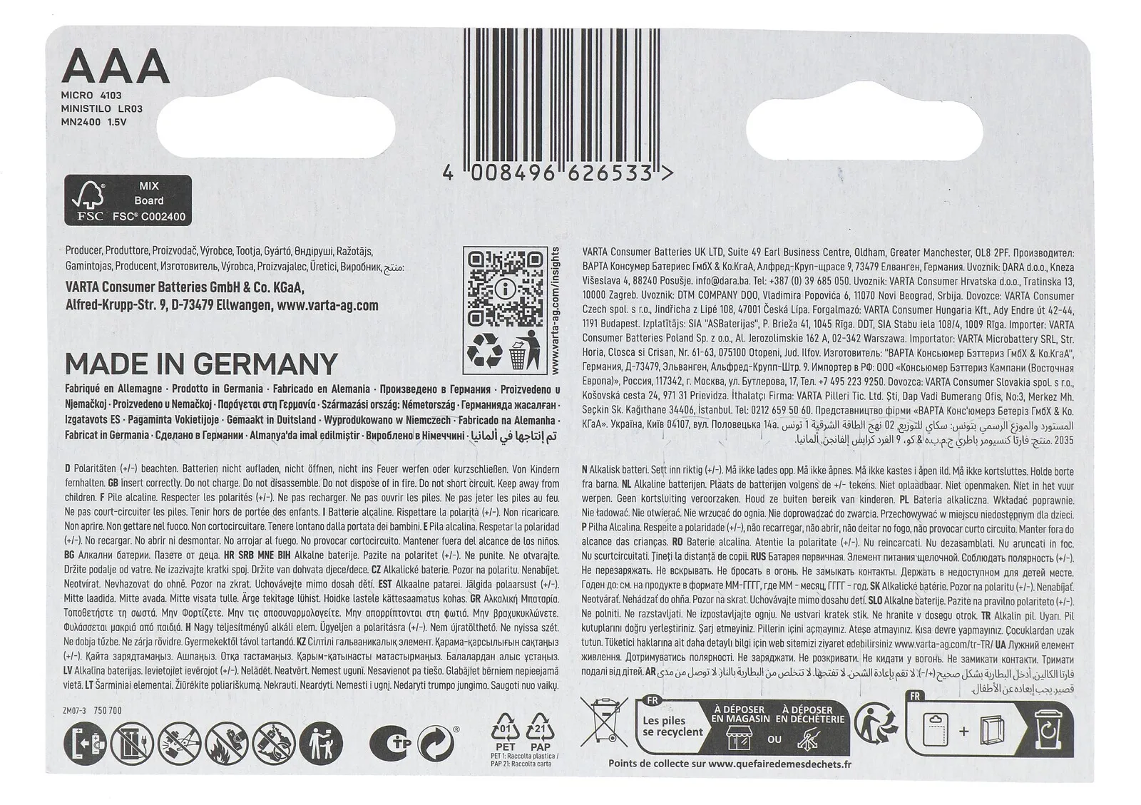 Varta Energy Aaa 8 Stuks Batterijen (8 stuks)