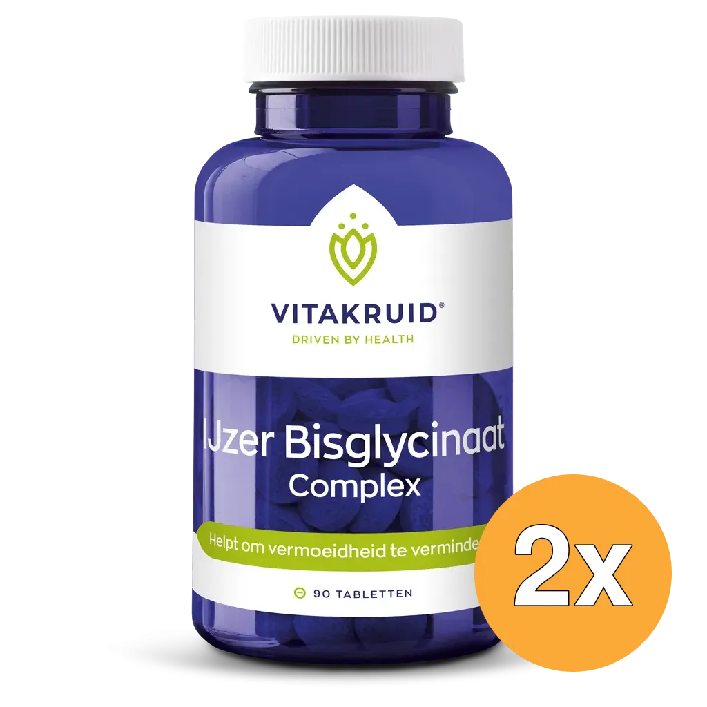 2x Vitakruid Ijzer Bisglycinaat 28 Complex Oa Koper Vitamine C (90 tabletten)