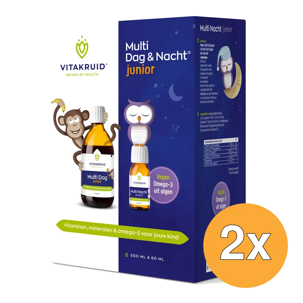 2x Vitakruid Multi Dag & Nacht Junior 100% Vegan (300 + 60 ml)