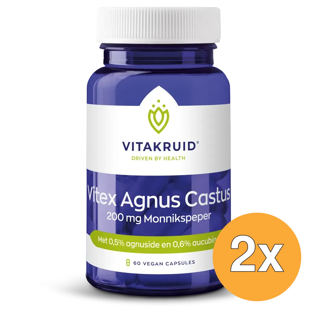 2x Vitakruid Vitex Agnus Castus 200 mg Monnikspeper (60 vega capsules)