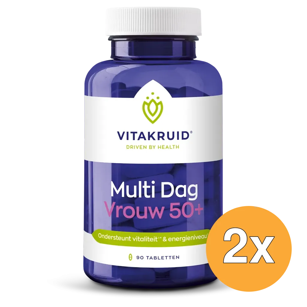 2x Vitakruid Multi Dag Vrouw 50+ 100% Vegan (90 tabletten)