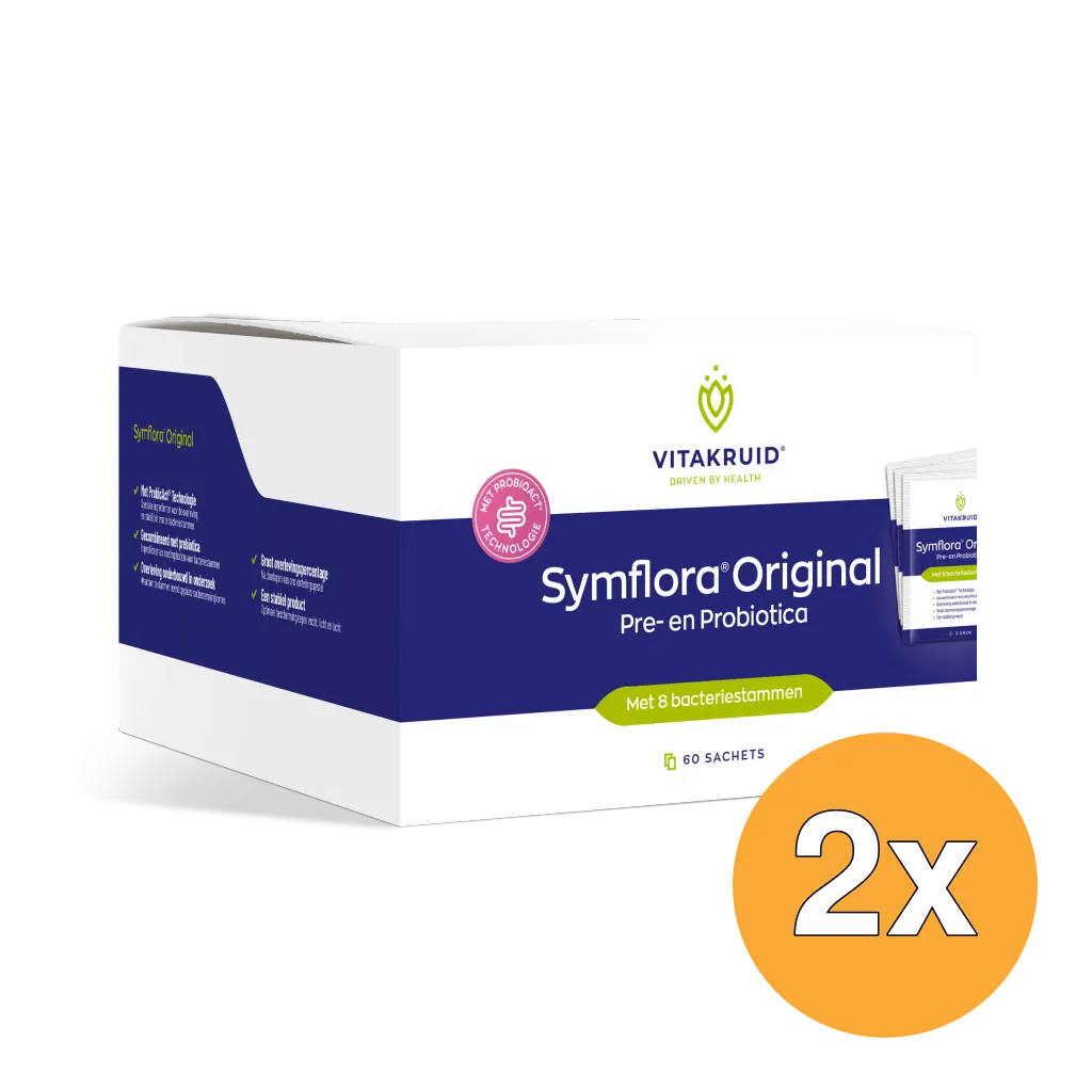2x Vitakruid Symflora® Original Pre- en Probiotica 8 Stammen (60 zakjes)