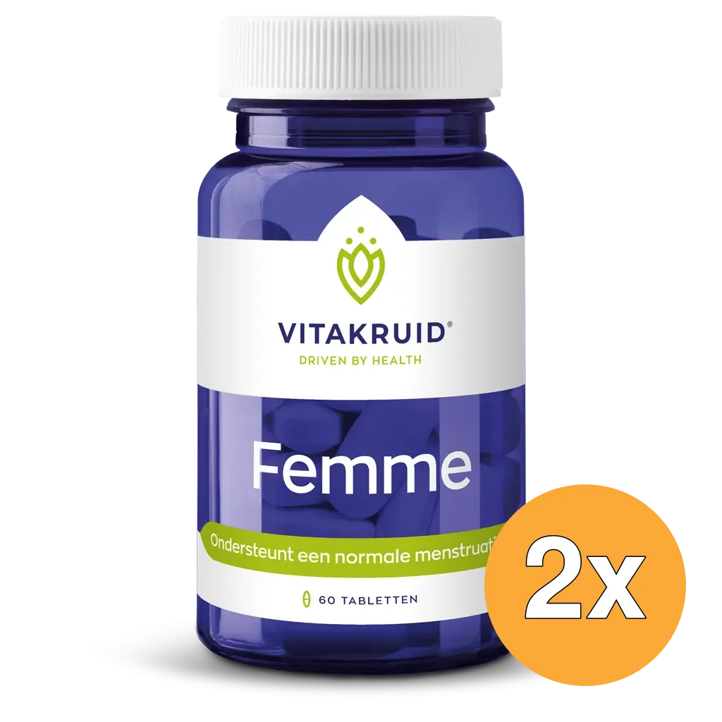 2x Vitakruid Femme Hormoon Support Maca & Saffraan (60 tabletten)
