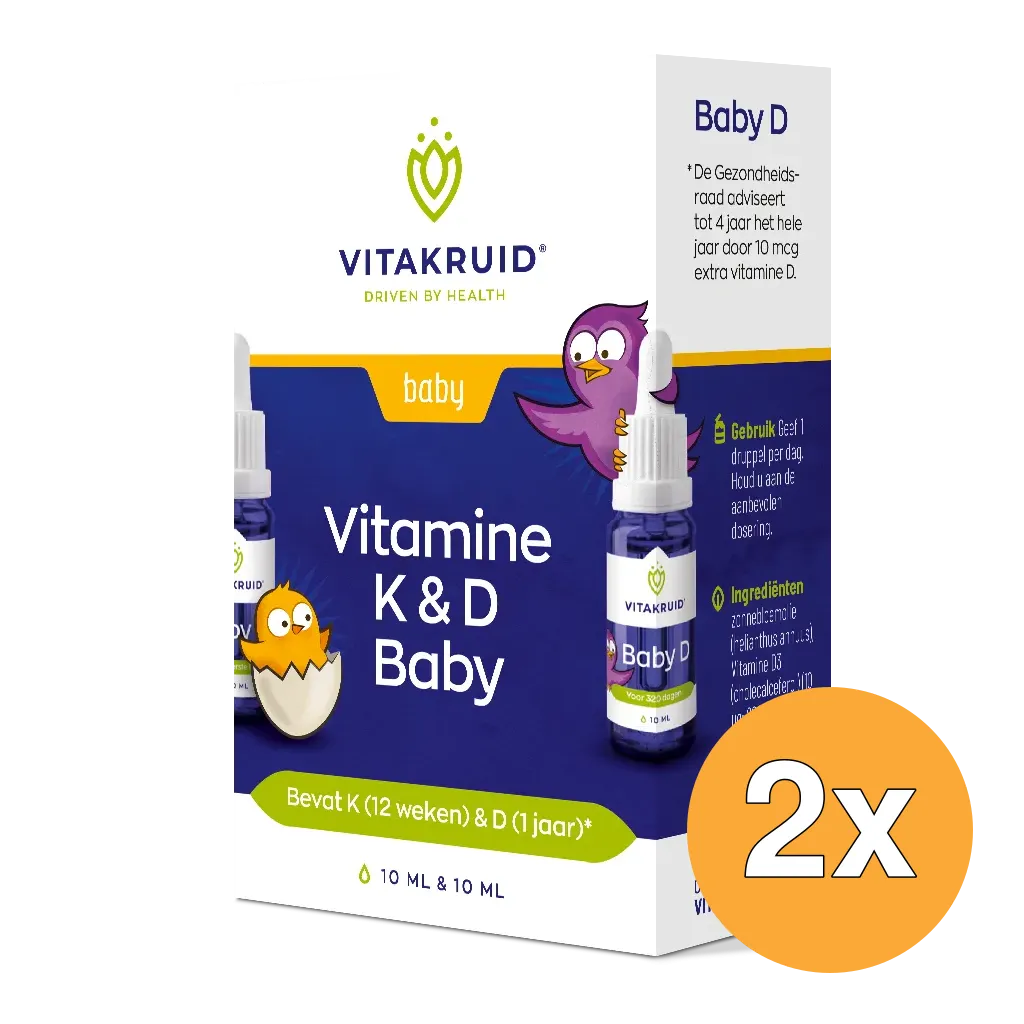 2x Vitakruid Vitamine K en D Baby Druppels (2 x 10 ml)