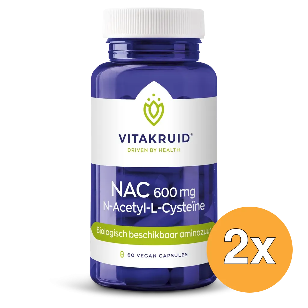 2x Vitakruid NAC 600 mg N-Acetyl-L-Cysteïne (60 vega capsules)