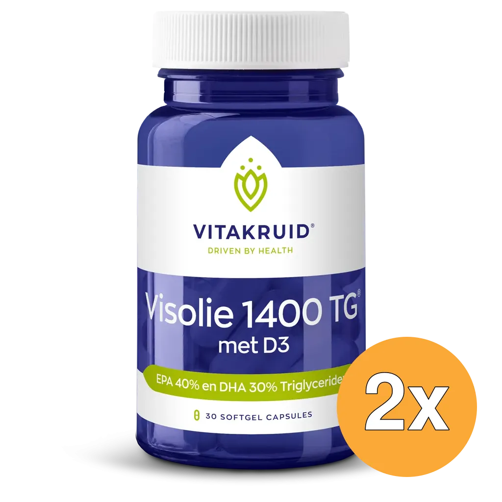 2x Vitakruid Visolie 1400 TG® Triglyceriden met D3 (30 softgels)