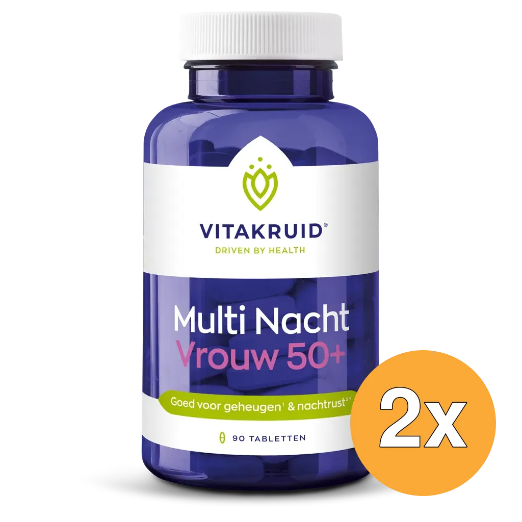 2x Vitakruid Multi Nacht Vrouw 50+ 100% Vegan (90 tabletten)