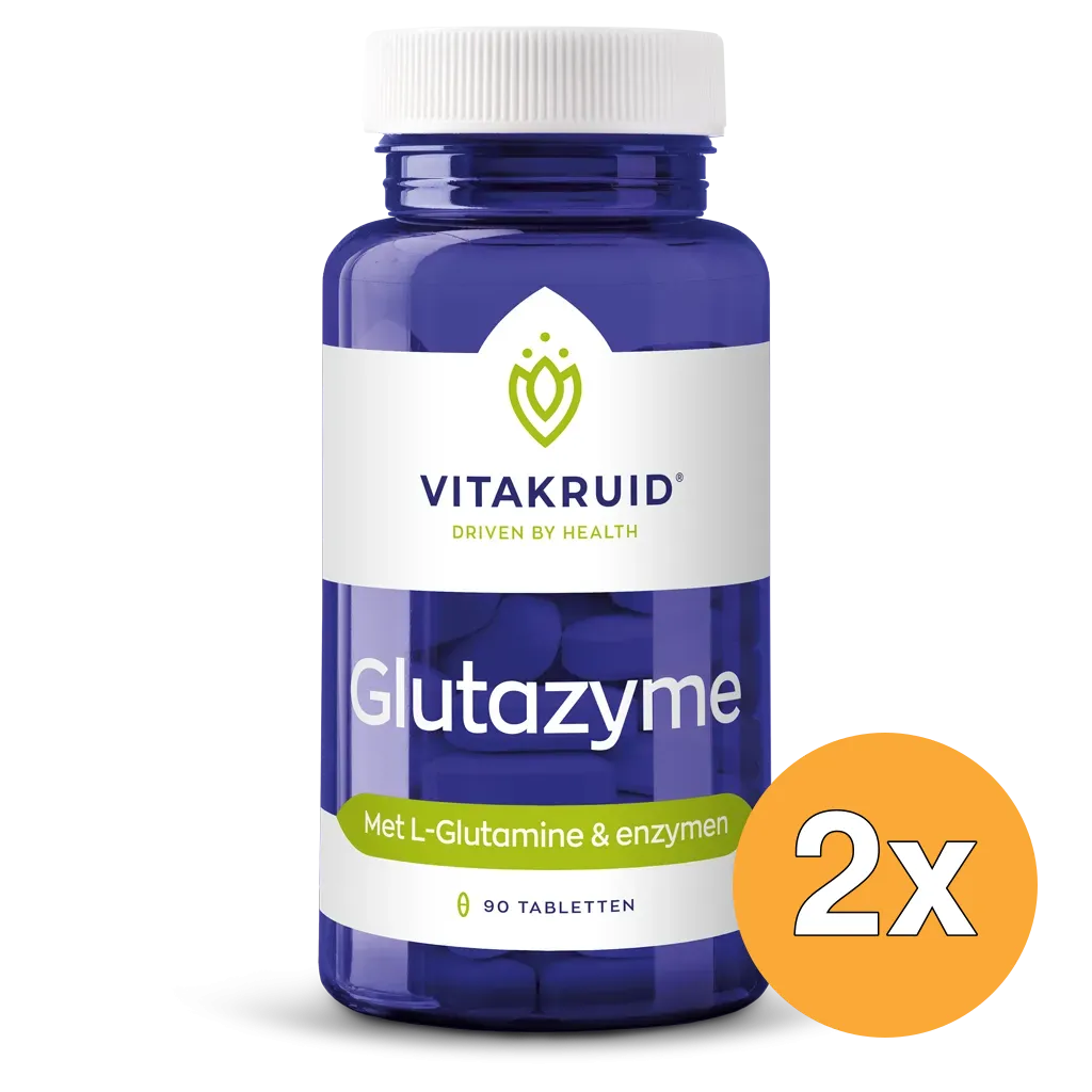 2x Vitakruid Glutazyme Spijsverteringsenzymen en L-Glutamine (90 tabletten)