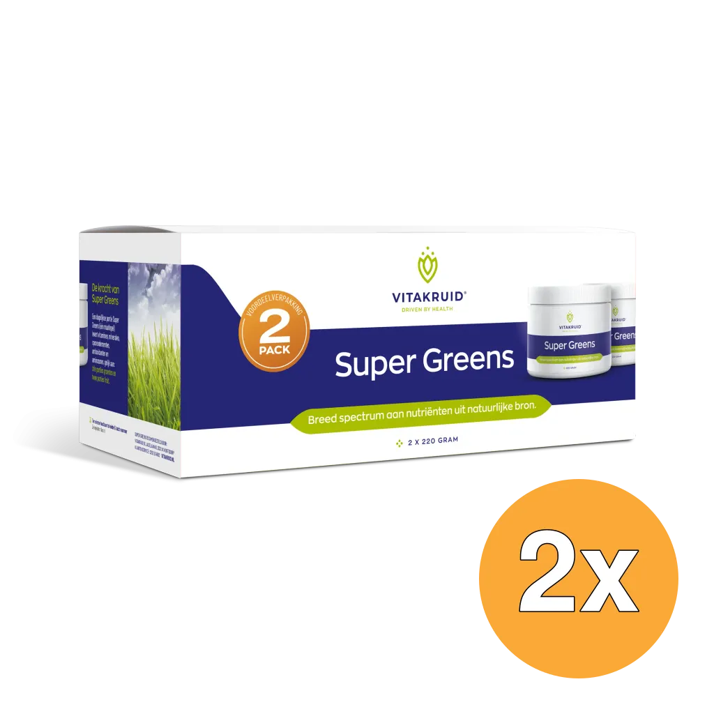 2x Vitakruid Super Greens 2-Pack Probiotica & Enzymen (2 x 220 gr)
