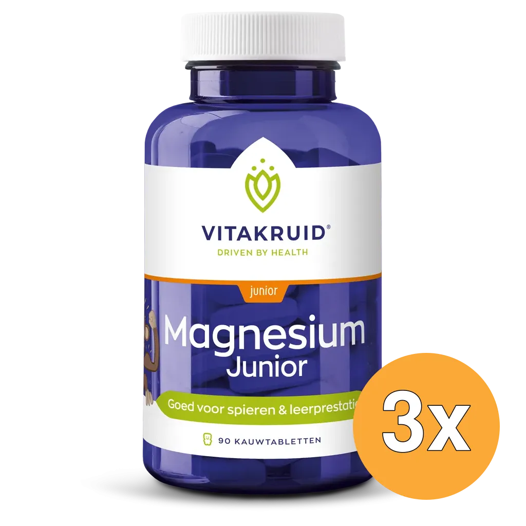 3x Vitakruid Magnesium Junior (90 kauwtabletten)