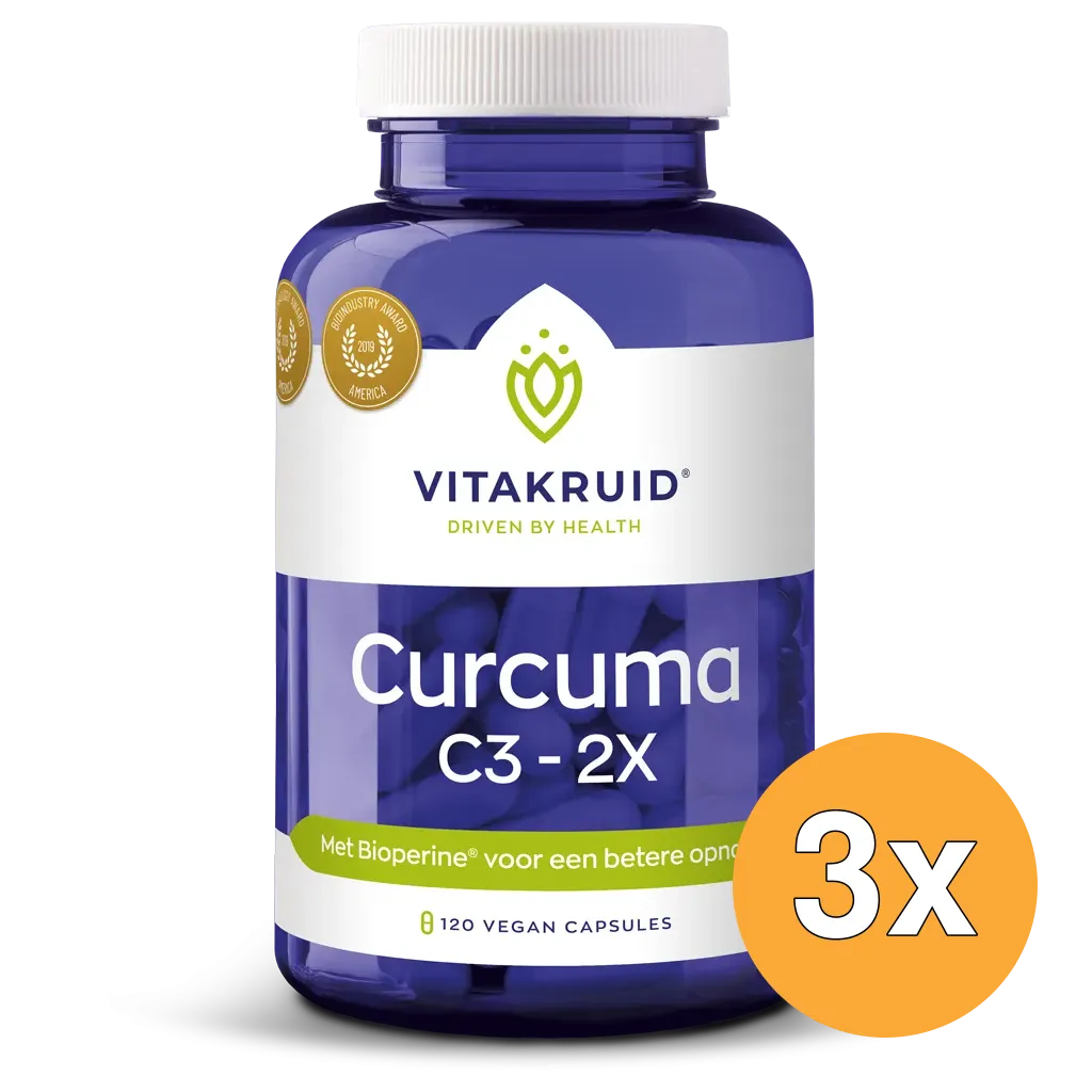 3x Vitakruid Curcuma C3-2X (95% Curcuminoïden) met Bioperine® 120 (120 vega capsules)