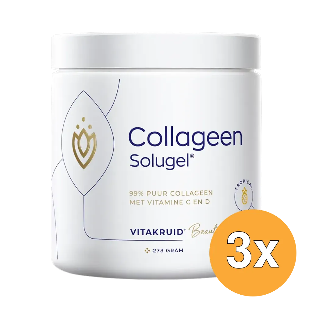 3x Vitakruid Collageen Solugel® Poeder met Vitamine C & D - Tropical (250 gr)