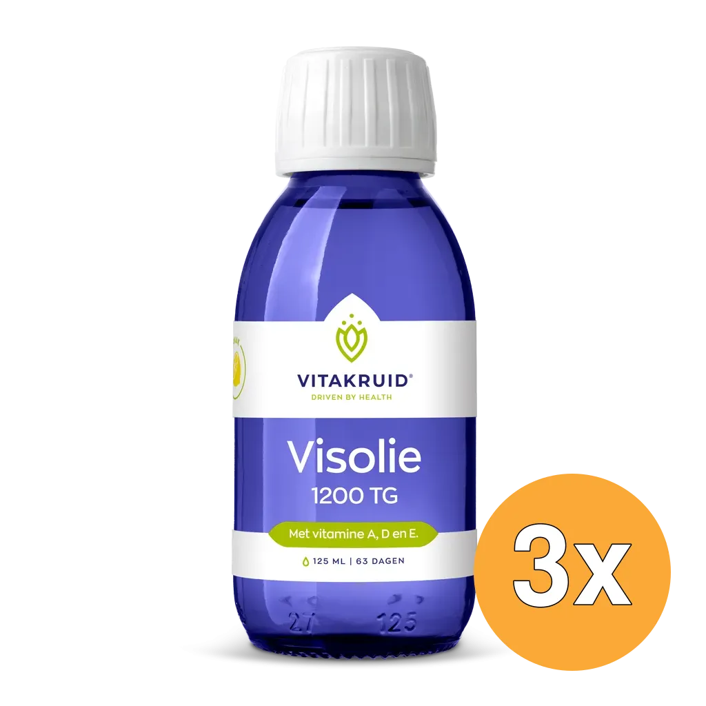 3x Vitakruid Visolie 1200 Vloeibaar Triglyceriden met A, D & E (125 ml)