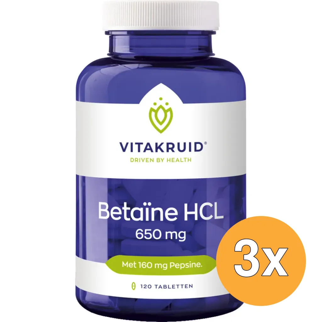 3x Vitakruid Betaïne HCL 650 mg (120 tabletten)
