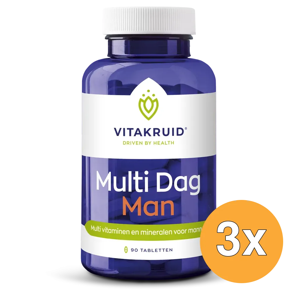 3x Vitakruid Multi Dag Man 100% Vegan (90 tabletten)