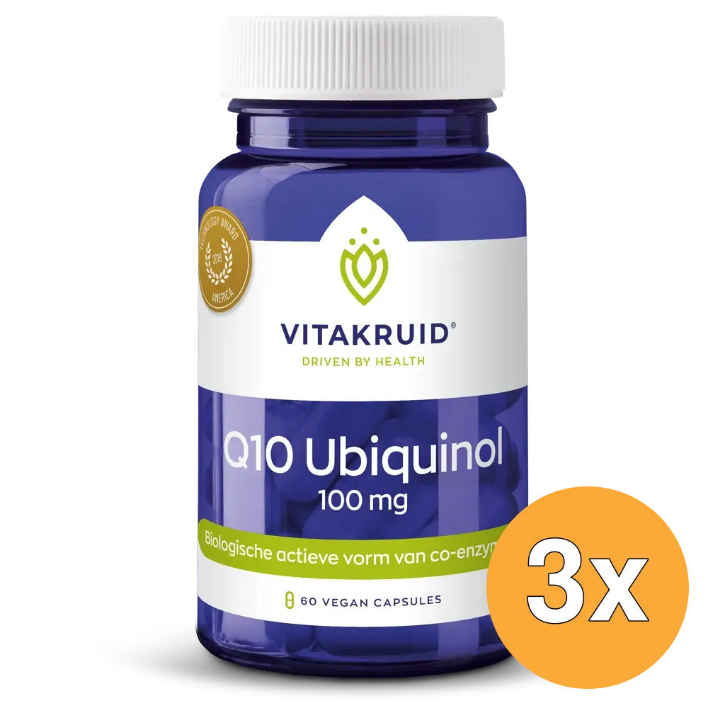 3x Vitakruid Co-Enzym Q10 Ubiquinol Actieve Vorm Kaneka® 100 mg (60 vega capsules)