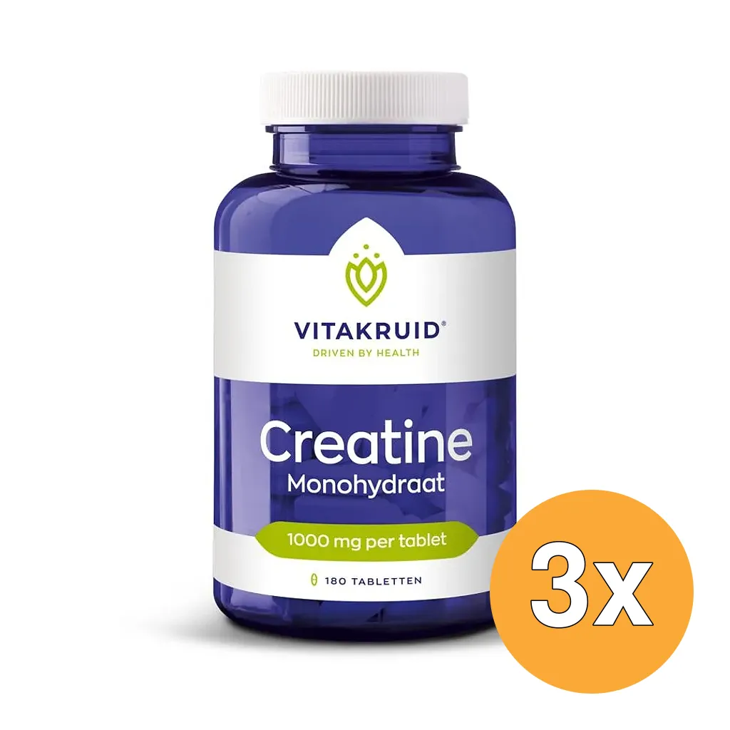 3x Vitakruid Creatine Monohydraat 1000mg (180 tabletten)
