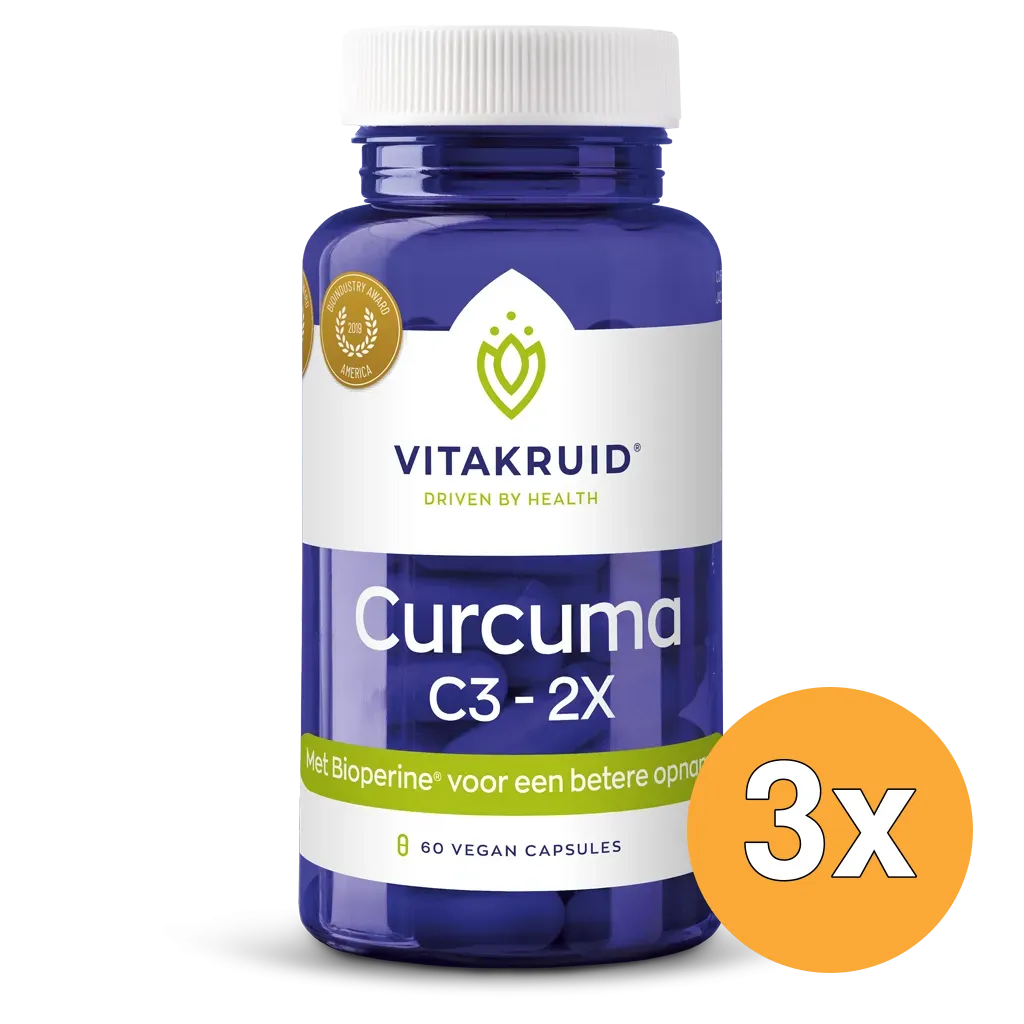 3x Vitakruid Curcuma C3-2X (95% Curcuminoïden) met Bioperine® (60 vega capsules)
